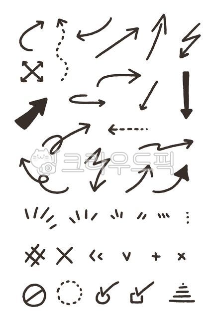 Arrow,hand drawing,doodle,note taking,arrows,sketch,symbol,icon,direction,pointer,emphasis,underline,highlight,check mark,cross,hashtag,circle,dotted line,swirl,squiggle,zigzag,up,down,left,right,curve,straight line,thick line,