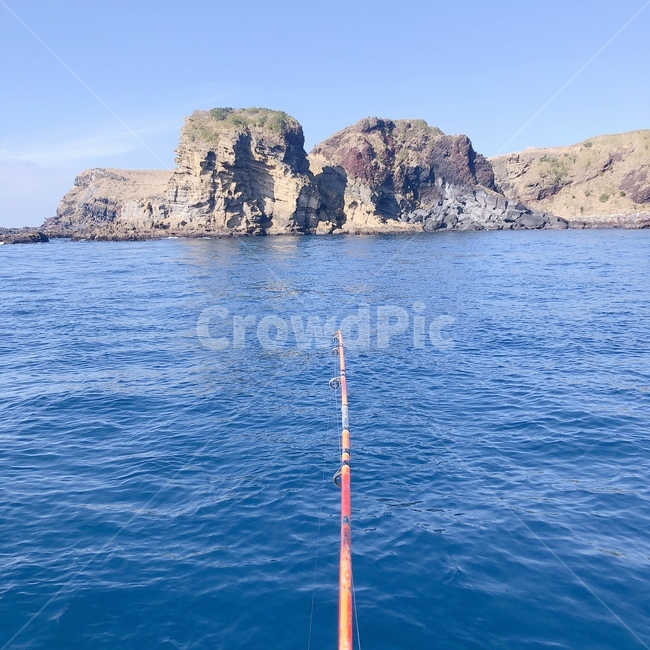 낚시,바다,하늘,물고기,섬,배,sea