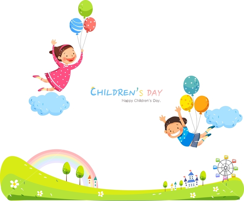 balloon,cloud,Field,rainbow,character,children,person,background,illustration,event,Childrens Day,calligraphy