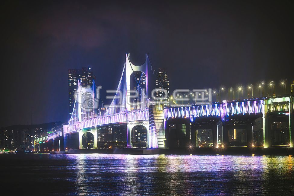 Busan,Gwangan Bridge,night view,lights,buildings