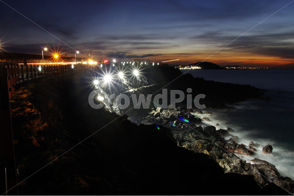 늦은노을,노을,바다,밤바다,해안도로,장노출,자연,풍경,nature,landscape,야경,밤,nightscape,night,light,빛,flare,플레어
