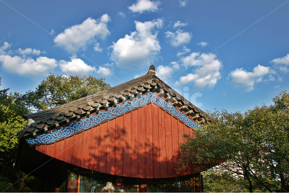 처마,봉은사,삼성동,구름,푸른하늘,흰구름,숲,한국전통,한국문화,korean traditional,korean culture,건축물,건물외관,exterior,building,structure,architecture,construction