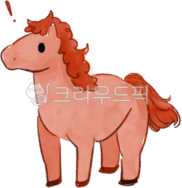 빨간말,말,빨간말의해,병오,병오년,동물,포유류,일러스트,드로잉,수채화,귀여운,아기동물,망아지,빨간망아지,sd,red,horse
