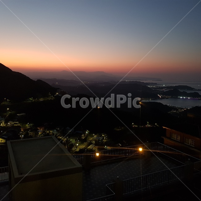 지우펀,야경,노을,건물,하늘,바다,섬,자연,경치,풍경,야경,밤,풍경,nightscape,night,landscape