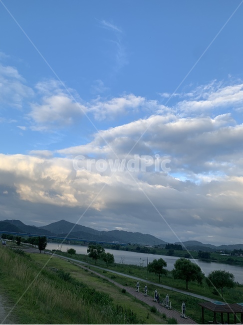 하늘,구름,산책길,푸른,힐링
