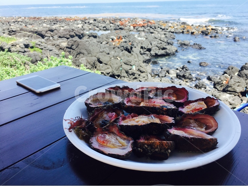 제주도,해산물,바다,풍경,전복죽,멍게,해삼