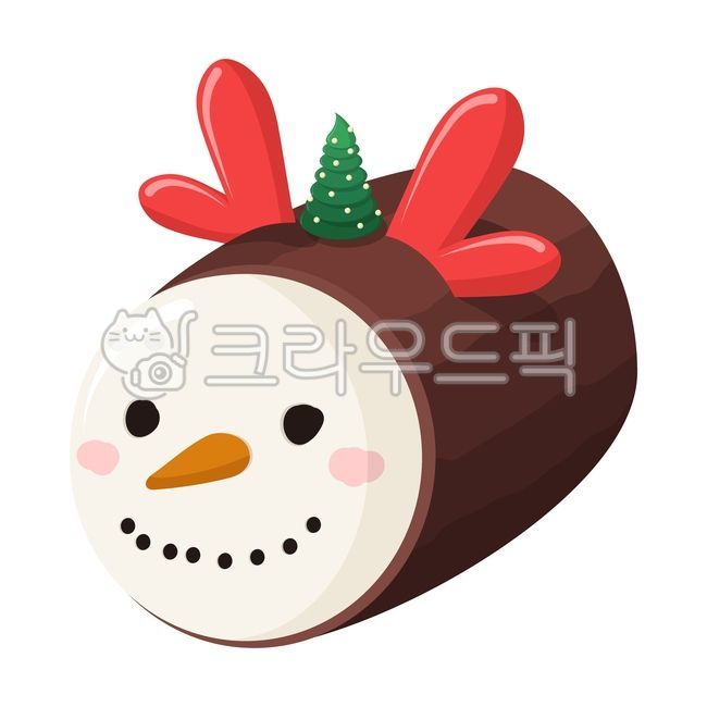 크리스마스,롤케익,통나무케익,부쉬드노엘,마쉬멜로우,사슴,뿔,트리,크리스마스트리,생크림,휘핑크림,데코,장식,일러스트,클립아트,디자인,그래픽,귀여운,삽화,벡터