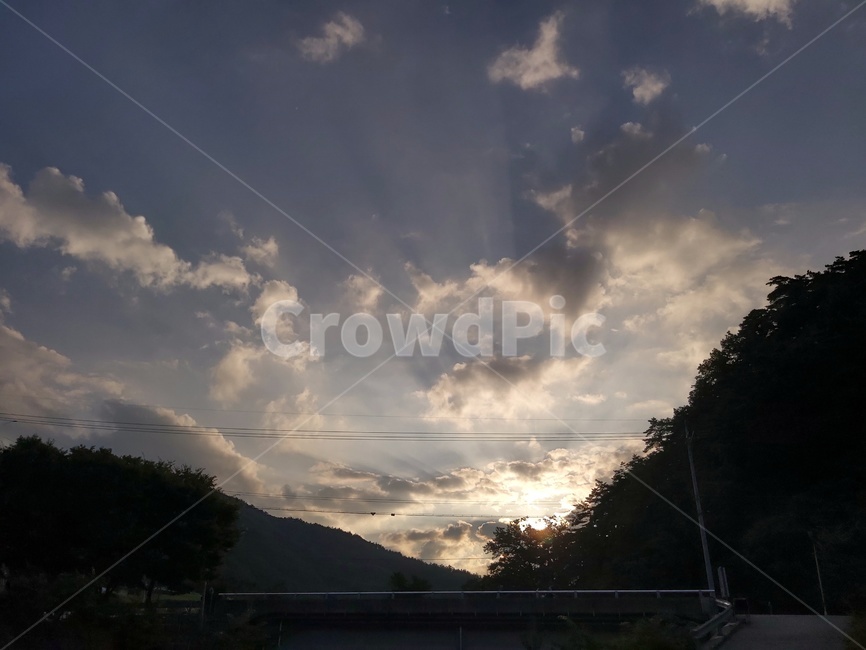 하늘,노을,산,풍경,저녁하늘