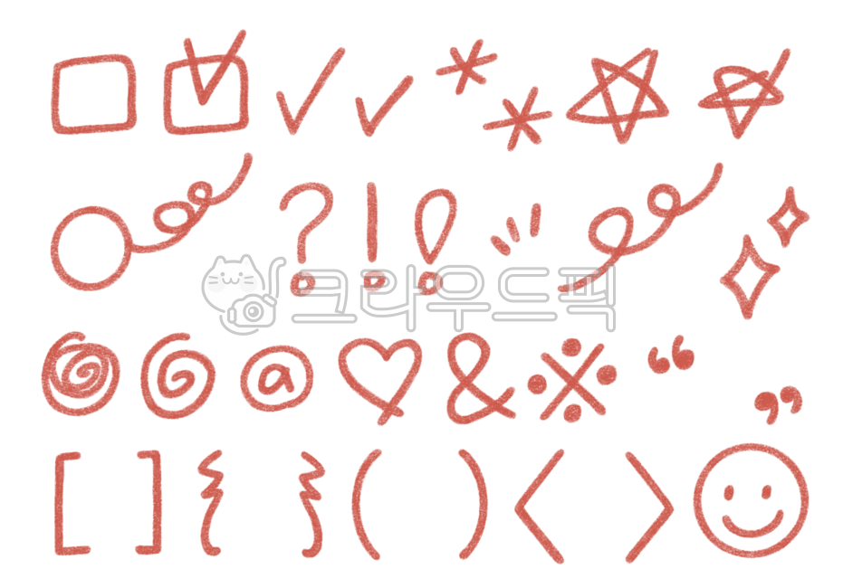 빨간펜,색연필,필기,표시,기호,색연필그림,손그림,크레파스,별표,체크,공부,물음표,느낌표,중요표시,노트필기,강조표시,시험,채점,중요