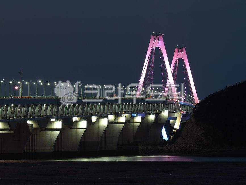 night view,bridge,Yeongjong Bridge,building,structure