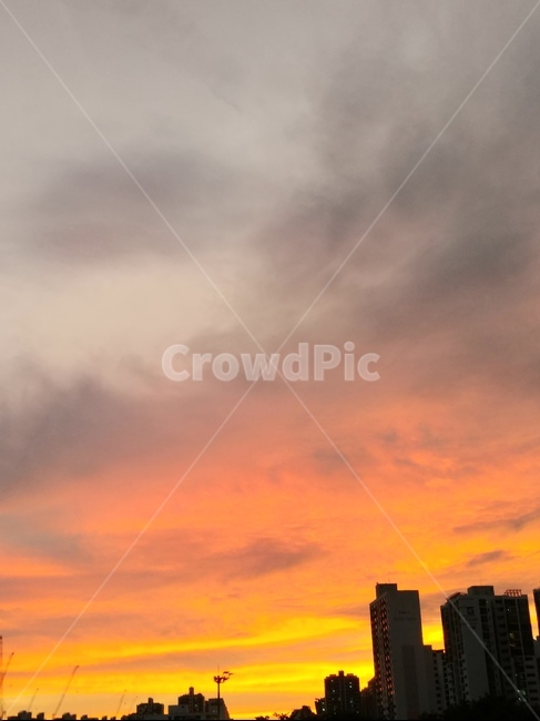 하늘,감성,주황빛하늘,sky,자연