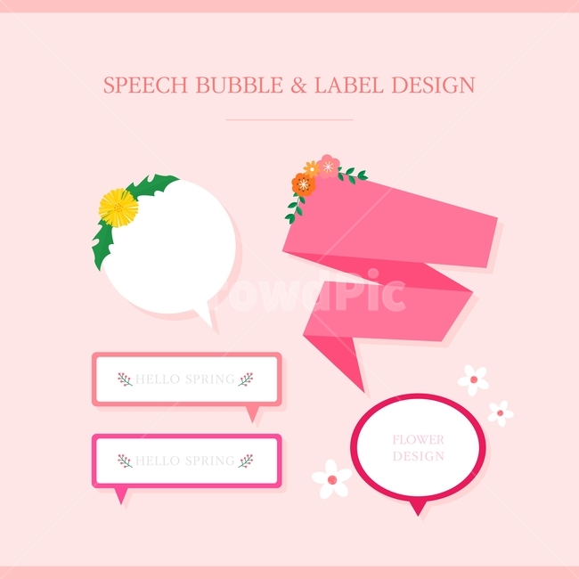 봄,식물,꽃,라벨,말풍선,텍스트박스,봄,계절,spring,season,그래픽,일러스트레이션,graphic,illustration