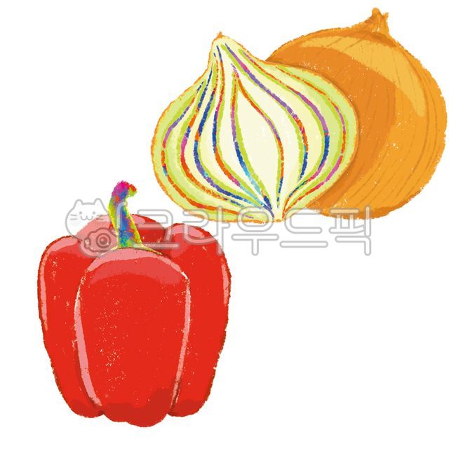 rainbow colored pencil,onion,Vegetable illustration,Green pepper illustration,vegetable,pimento,food,paprika,Onion illustration