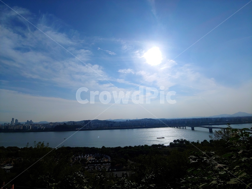 하늘,풍경,파란,역광,구름,한강,자연,풍경,nature,landscape,outdoors,옥외,light,빛,flare,플레어