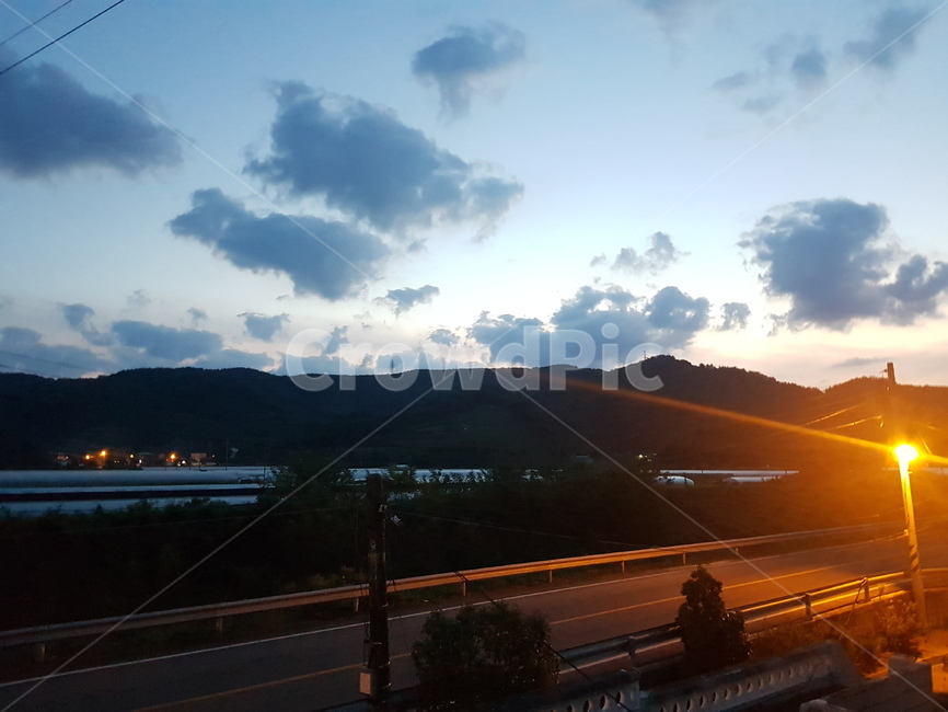 시골,하늘,논,비닐하우스,가로등,구름,시골길,플레어,flare,outdoors,옥외,light,빛,nature,자연