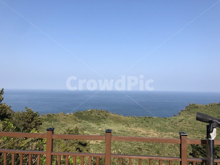 난간,railing,파란하늘,제주도,제주,성산일출봉,자유,평화,자연,풍경,nature,landscape