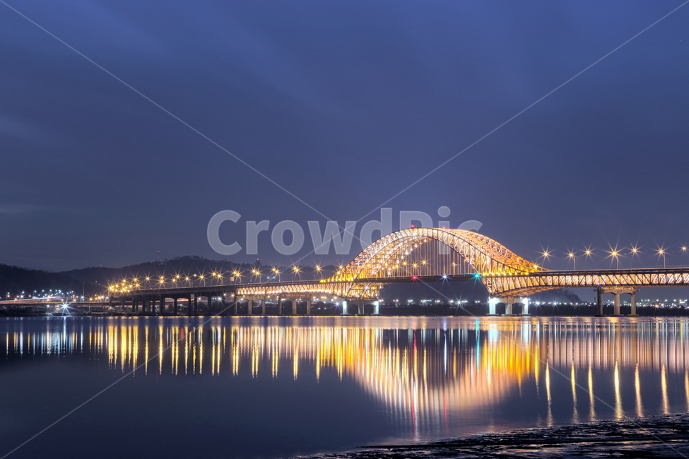 night view,Han River Bridge,bridge,Banghwa Bridge,Han River