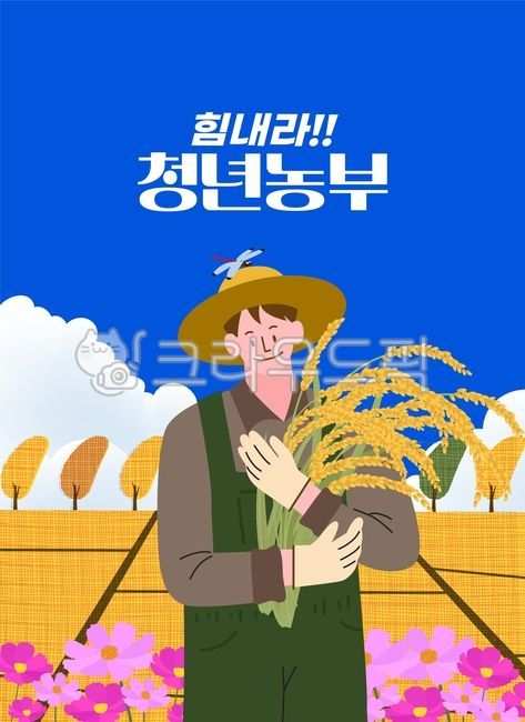 Rice harvest,golden fields,cosmos,nature,lively expression,joy of harvest,eco-friendly farming,horizontal view,abundance,rural life,farm work,field work,field,grain,rural culture,peaceful atmosphere,rice illustration,young farmers,fall,