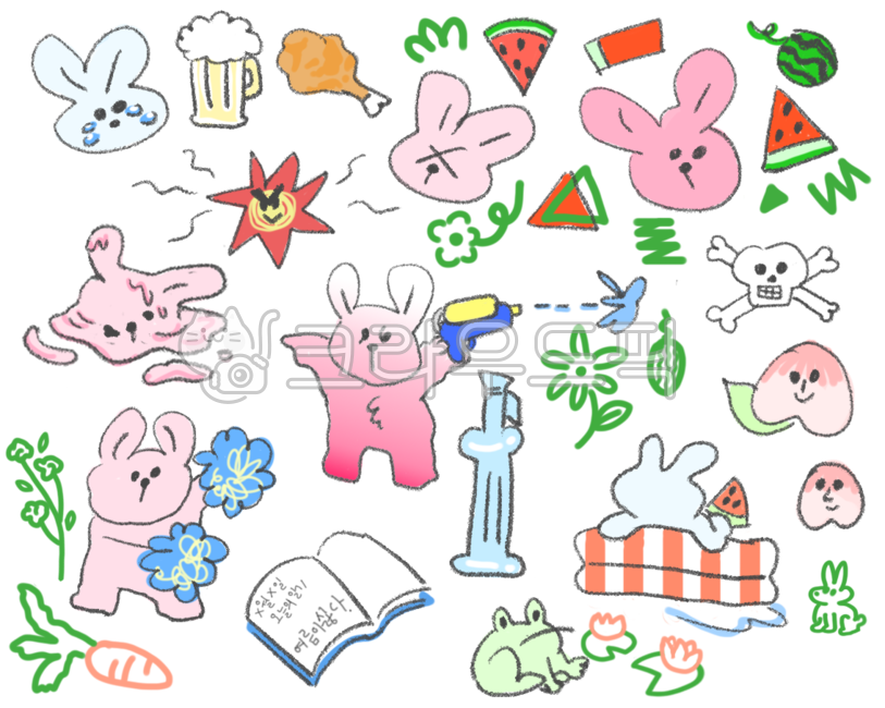 Decorating a diary,Nukki,summer image,Good Note,stamp,swelter,summer,Polaroid decoration,sticker png,Its tropical,sticker illustration,Polkku Sticker,Decoration sauce,iPad sticker,vacation,Polkku,rabbit illustration,watermelon illustration,emoticon,summer