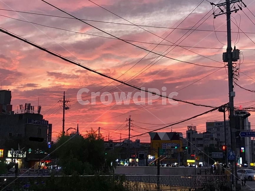 노을,거리,초저녁,붉은해,자연,nature,날씨,하늘