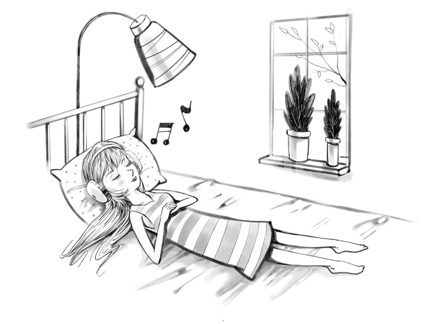 여성,여자,숙녀,레이디,아가씨,캐리어우먼,뷰티,세련,아름다움,아름답다,라이프스타일,라이프,스타일,생활,여성생활,여성미,미용,건강,꾸밈,몸매,다이어트,스토리텔링,매력,미인,미녀,삶,예쁜,젊은,관리,당당한,캐릭터,사람,휴먼,인간,인물,동작,감정,표정,표현,행동,느낌,상황,상황그림,상황컷,예쁜그림,페인터,회화,일러스트,일러스트레이션,핸드드로잉,드로잉,아트,만화,클립,클립아트,아트클립,삽화,그래픽,수채화,유화,파스텔,흑색,스케치,흑백그림,낮잠,잠,휴식,음악,청취,헤드폰,감상,음악감상,힐링,사색,명상,침대,침실,편함,편안함,평화로움,꿈,소녀,안락,조명,창문,화분,art,미술,drawing,그림,그래픽,일러스트레이션,graphic,illustration