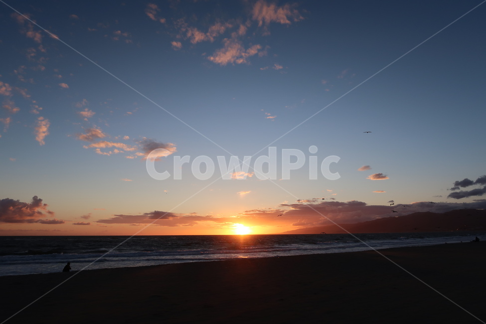 Santa Monica,Santa Monica Beach,ocean,sunset