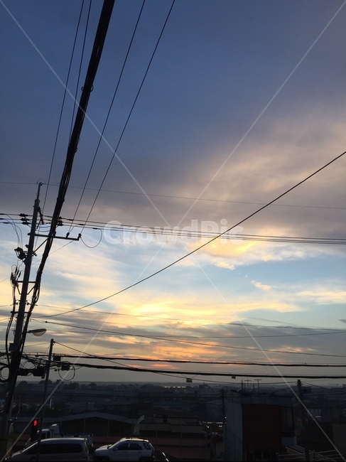 일상,힐링,밤하늘,해질녘,풍경,구름,하늘,도시,풍경,city,landscape,cable,케이블,power lines,전력선,electric transmission tower,송전탑