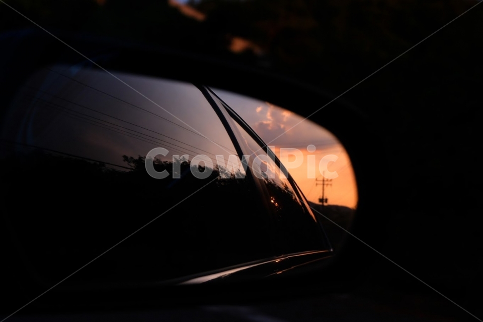 노을,풍경,저녁,오후,백밀러,거울,교통,교통수단,traffic,transportation