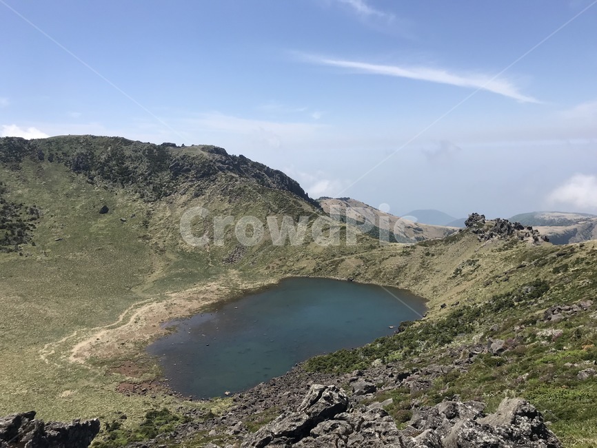 한라산,백록담,제주도,등산,푸른하늘
