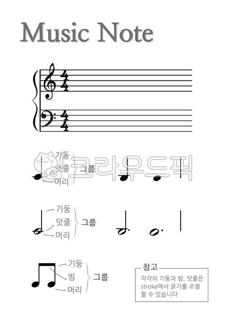 music,음악,악보,오선,음표,박자표,높은음자리표,낮은음자리표,큰보표,4분의4박자,4분음표,2분음표,덧줄,8분음표,빔,일러스트,illustrator,note,그래픽,머리,기둥,점