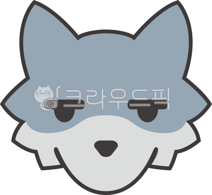 늑대,이모지,귀여운,동물,뚱한표정,푸른색감,귀여운이모티콘