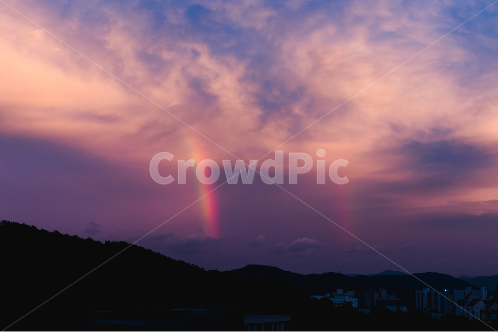 무지개,하늘,해질녘,노을,구름,저녁,풍경,보라색,rainbow,sky,sunset,cloud,afternoon