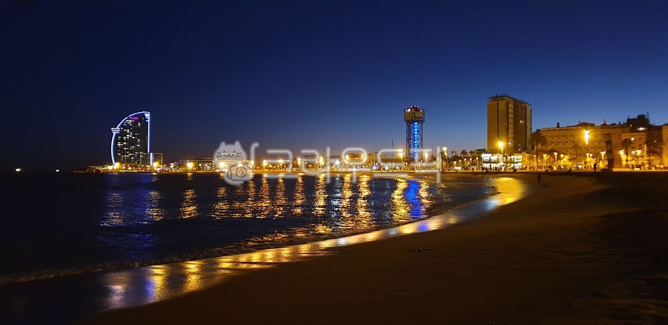 water,물,바르셀로나,바닷가,야경,스페인