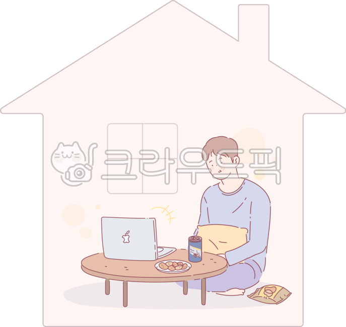 집,행복한,휴식,주말,힐링,쉼,쉬고있는,사람,캐릭터,주거공간,홈,하우스,해피,1인가구,자취,자취생,취미,휴일,20대,남자,집돌이,내향형,노트북,영화감상,과자,person