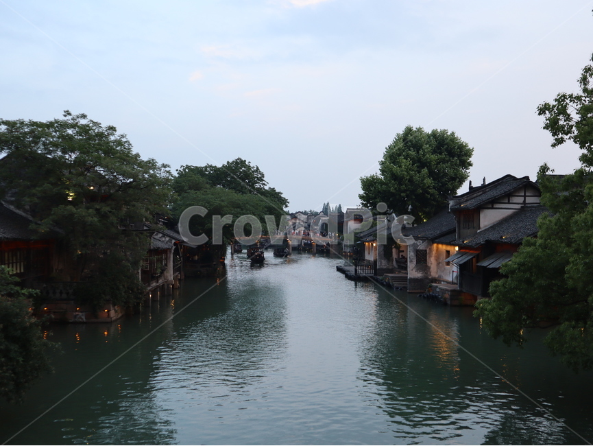watercraft,transportation,boat,보트,우전,상하이,wuzhen,river,강,ship,나무,건물,water,물,outdoors,옥외