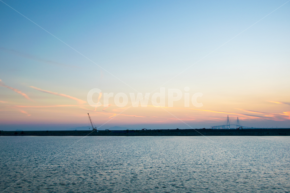 바다,풍경,일몰,노을,구름,하늘,건설,기중기,다리,sky,sun,sunset,cloud,landscape,자연,풍경,nature,landscape,outdoors,옥외