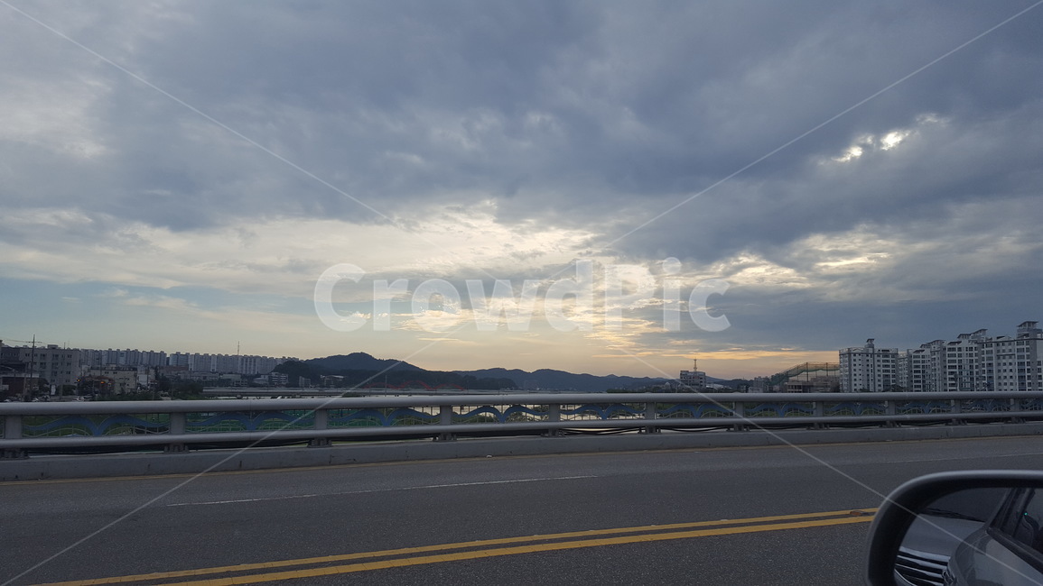 드라이브,하늘,도로,저녁,구름
