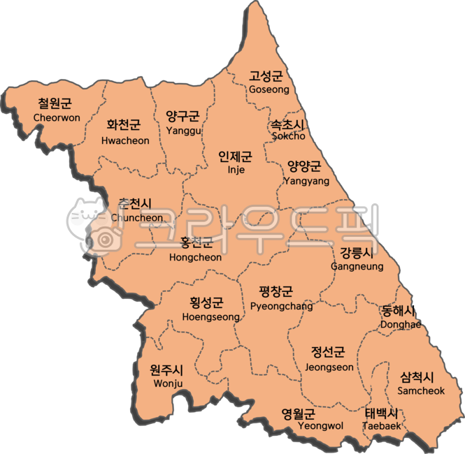 map,지도,강원도,강원도행정구역,강원도일러스트,평창군,원주시,강릉시,고성군