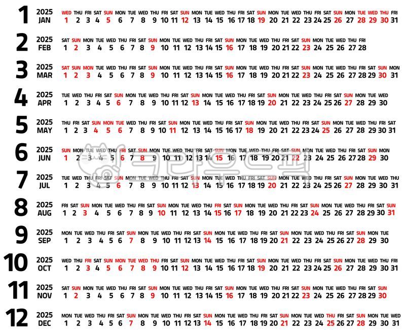 2025,달력,캘린더,일정,스케줄,스케줄표,달력일러스트,2025일러스트,캘린더일러스트,한줄달력,한줄캘린더,줄달력,탁상달력,calendar,schedule,calendarillustration,2025illustration,onelinecalendar,linecalendar,deskcalendar,달력표,달력도안,캘린더도안,숫자,넘버,월,일,월별달력,월별,1년,한해,1년달력,한해달력,일정표