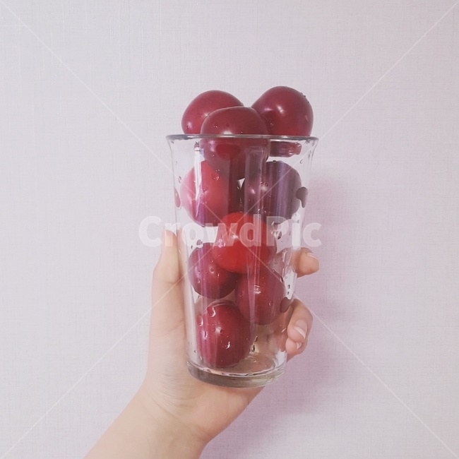 자두,과일,컵,빨간색,음식