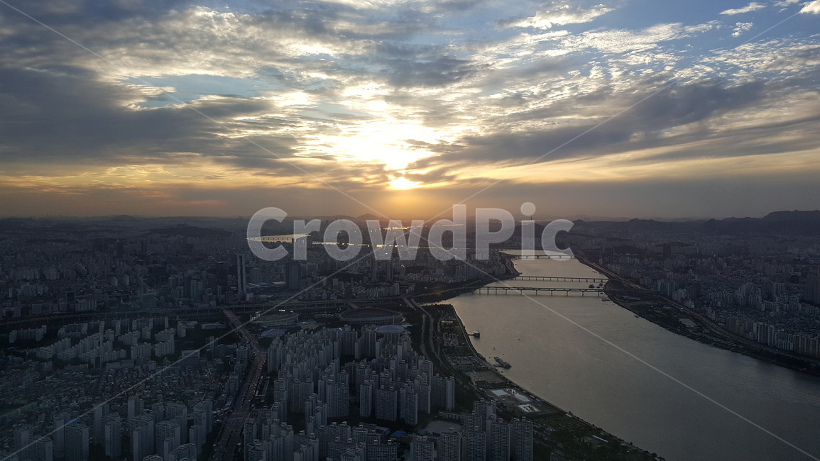 석양,풍경,도심지,전망,일몰