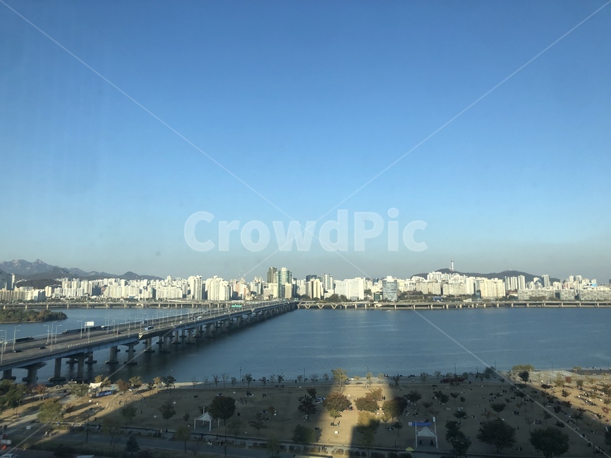 한강,마포대교,도심지,리버사이드,풍경,자연,riverside,nature,blue,sky,옥외,경치,outdoors