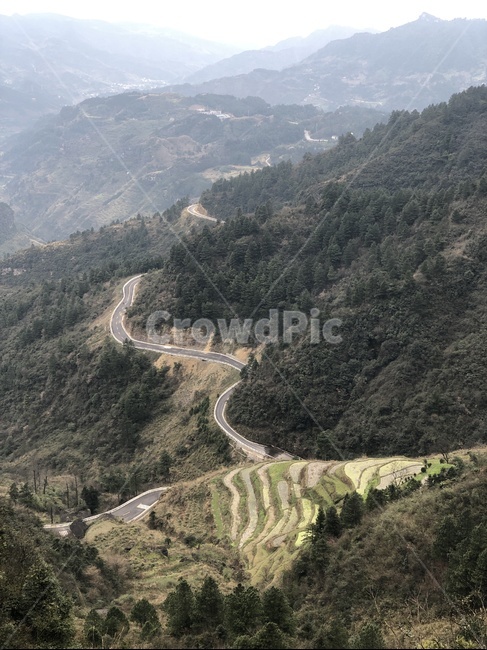 관광,중국,산,nature,자연,풍경,outdoors,landscape,경치,road,도로,밭,충칭,중경,오르도비스기