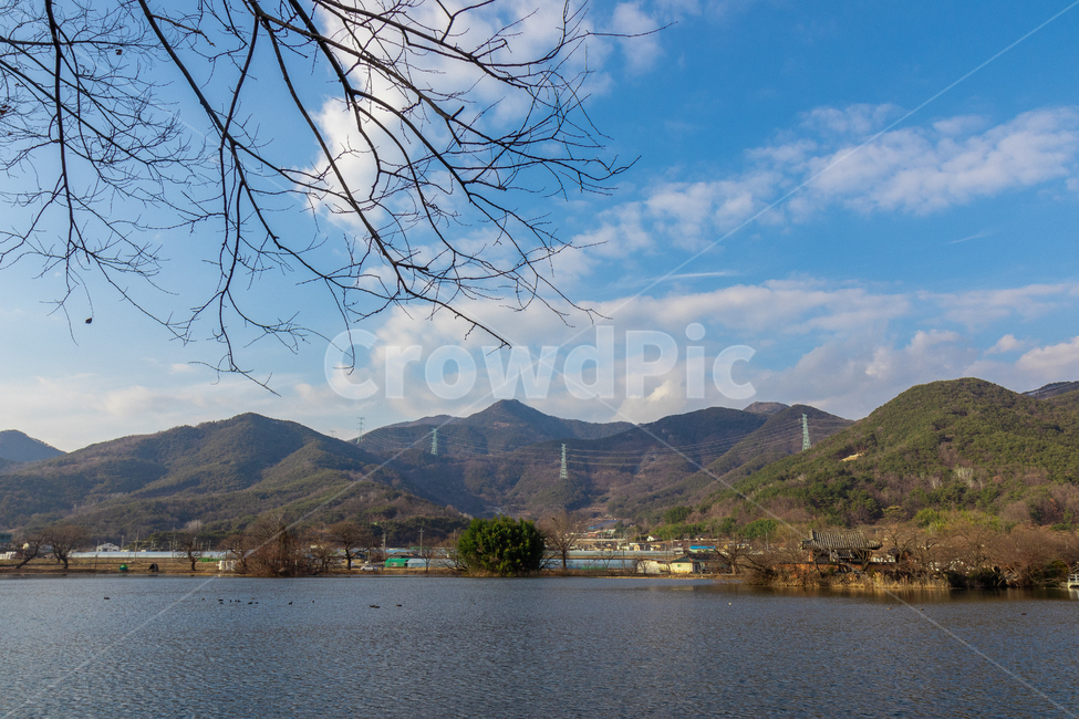 가을,하늘,호수,쓸쓸함,산,풍경