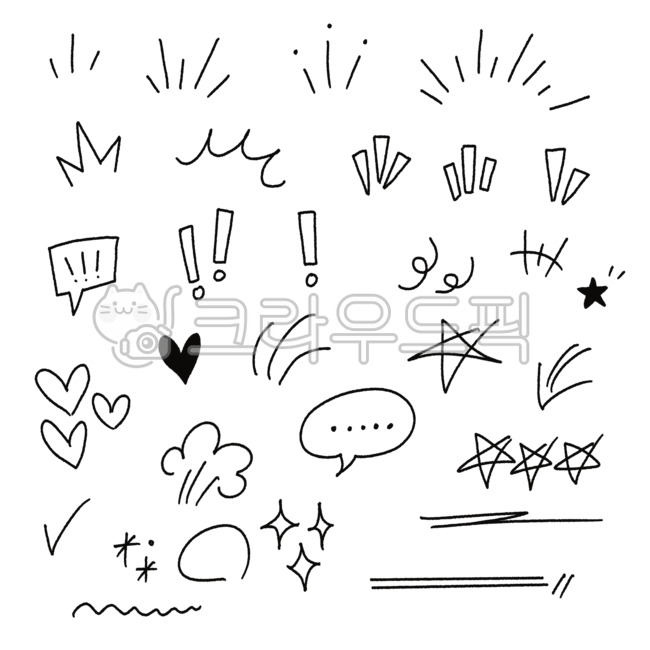 라인스티커,감정,강조,감정표현,라인드로잉,선그림,선,느낌표,물음표,별표,하트,당황,밑줄,중요,느낌,표현,라인