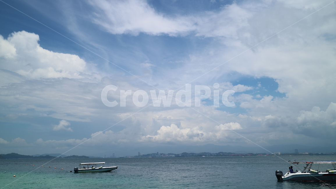 바다,하늘,구름,배,코타키나발루,자연,풍경,nature,landscape,outdoors,옥외,land,땅,vehicle,차량,boat,보트,transportation,교통,ocean,대양,sea,water,물,watercraft,선박