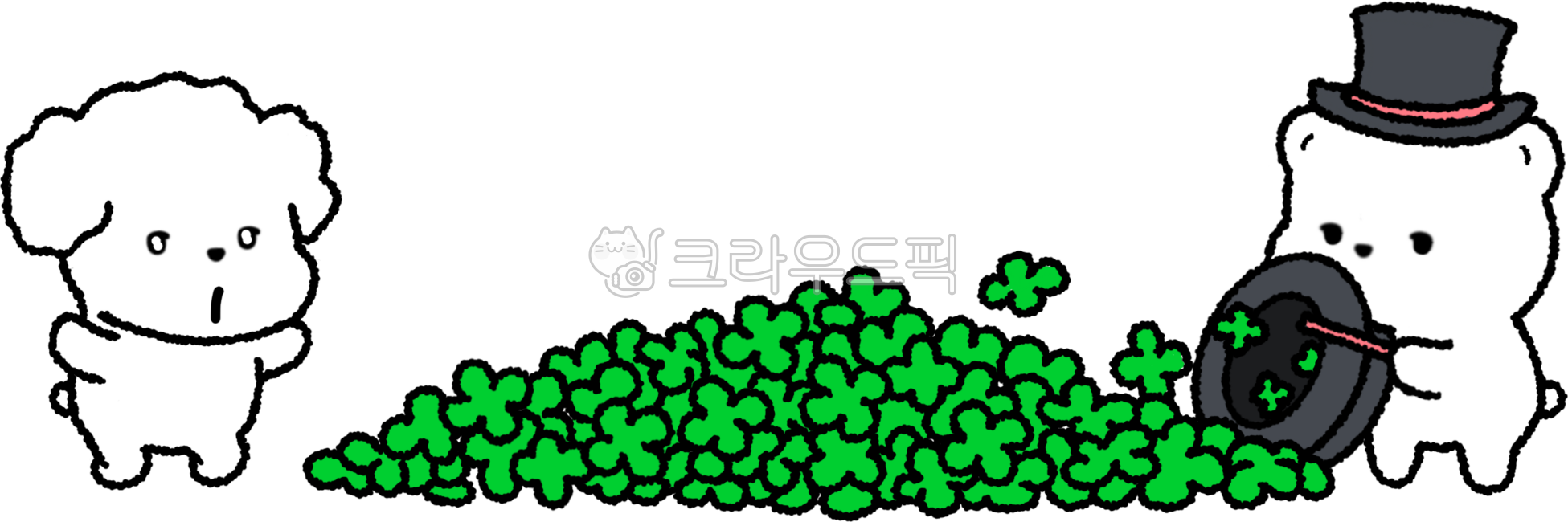 Four leaf clover,four leaf clover,luck,lucky pile,lucky field,puppy,cute,emoticon,divider,character,animal