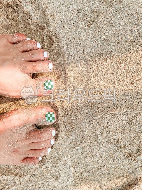 패디큐어,체커보드,여름,네일아트,모래