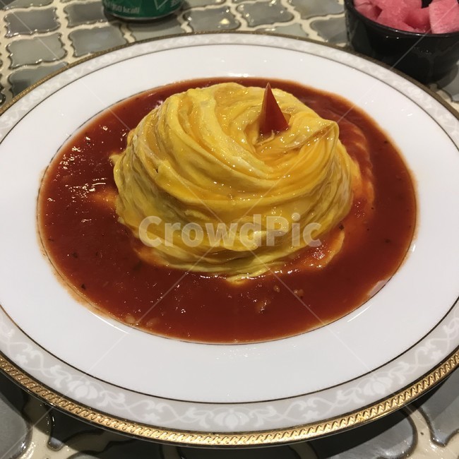 오므라이스,토마토,맛있는,고급,레스토랑,음식