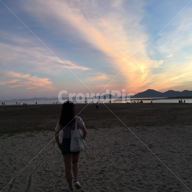 해질녘,노을,백사장,다대포,산책,sea,sunset,인물,여자